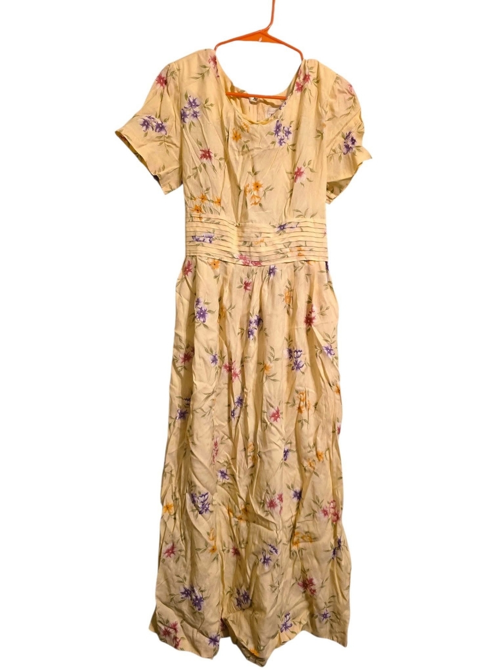 Vintage | 90s Yellow Floral Tie Back Dress